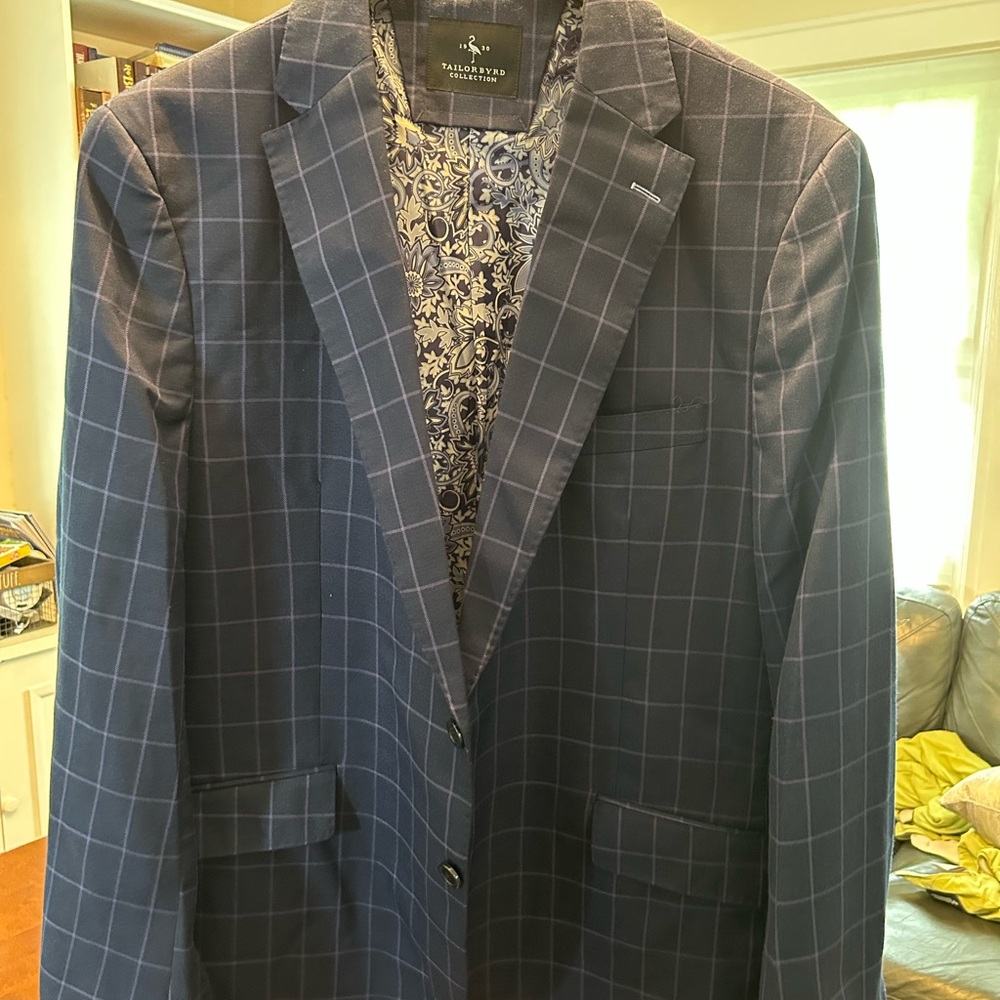 TailorByrd Navy Checkered Blazer Sports Jacket